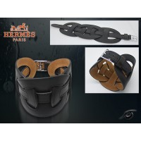 Hermes Fetiche Leather Black Bracelet